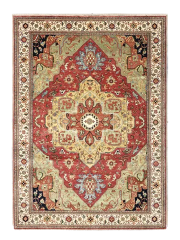 Ivory and red medallion rug