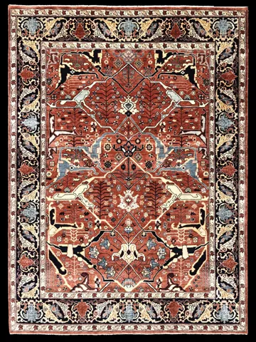Dark-bordered traditional rug