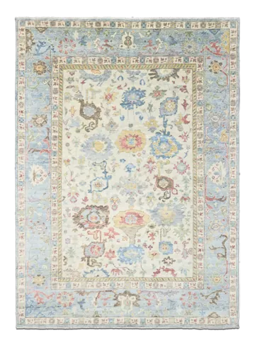 Soft blue Oushak-style rug